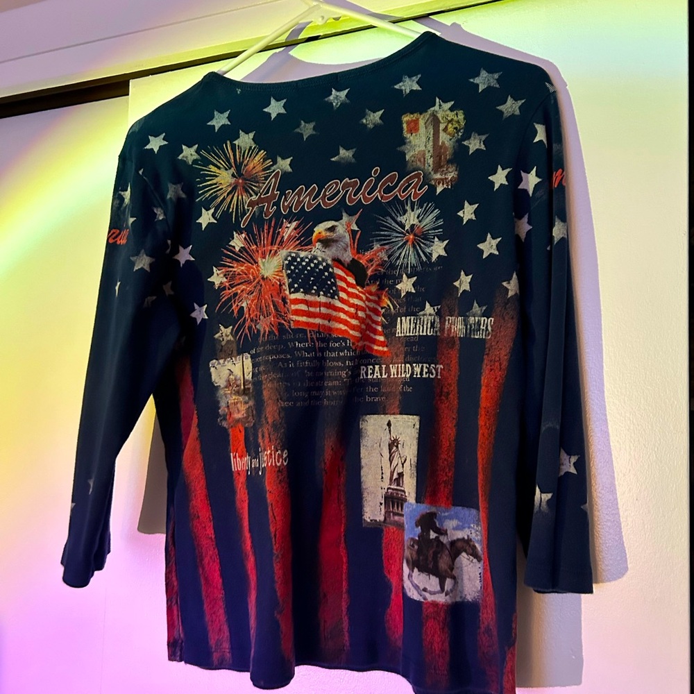 Vintage 90’s American, western, bedazzled quarter sleeve shirt